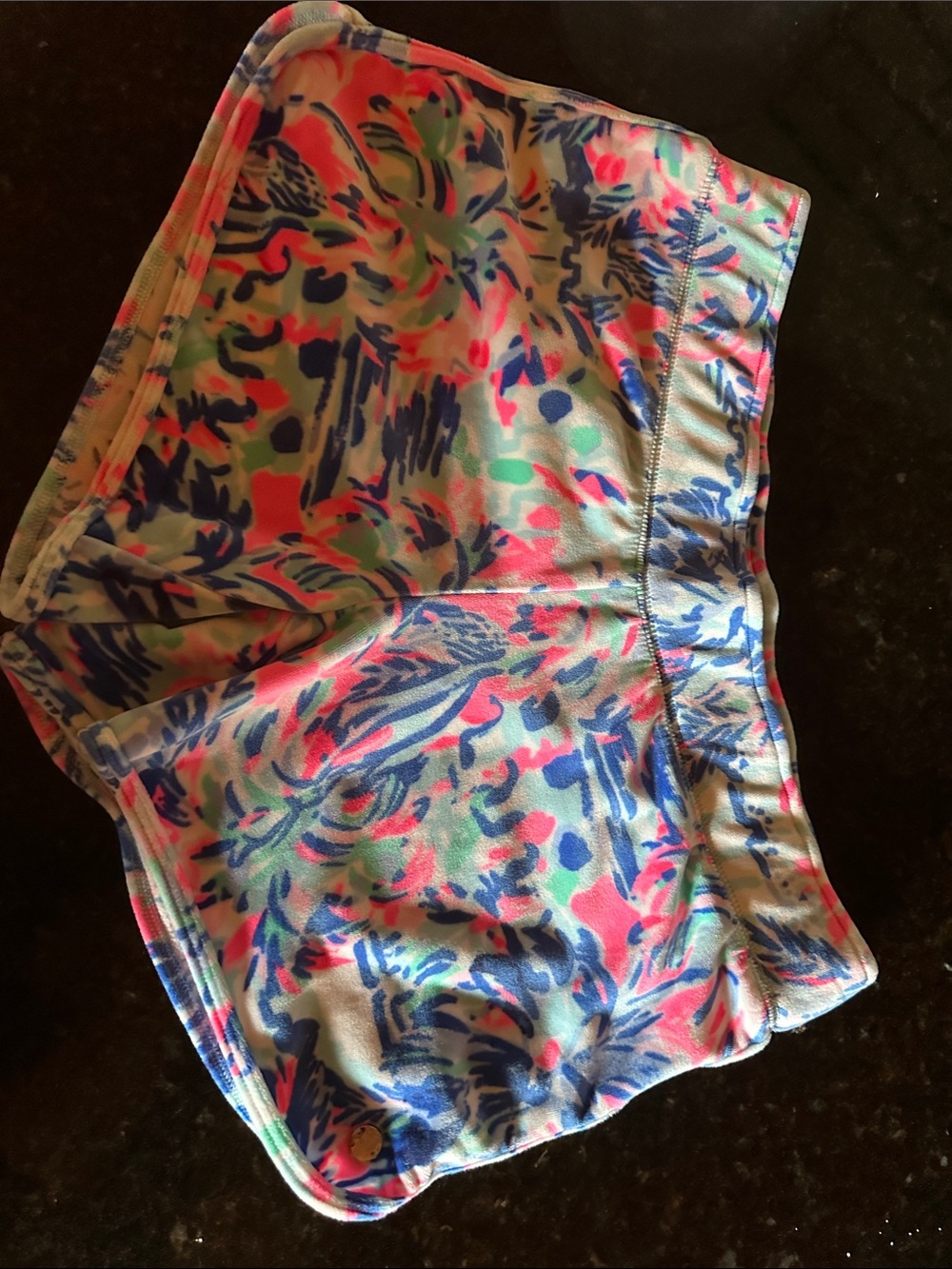 Lilly Pulitzer Pink Blue Green Abstract Print Athletic Shorts